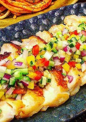 チキンステーキ　彩り野菜のマリネソース-レシピのメイン写真