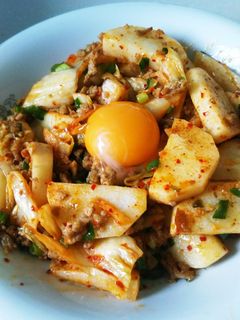 簡単スタミナ☆長芋と豚挽肉のキムチ炒め-レシピのメイン写真