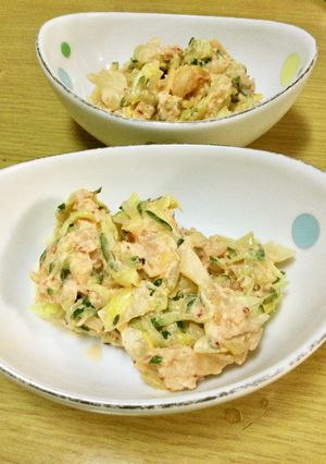 きゅうりとキャベツのツナキムチマヨサラダ-レシピのメイン写真