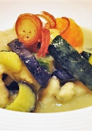 鱧と夏野菜の揚げ浸し 西京白みそ風味-レシピのメイン写真