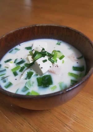 ベーコンと舞茸の豆腐豆乳スープ-レシピのメイン写真