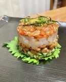 イカキムチ納豆のセルクル仕立て