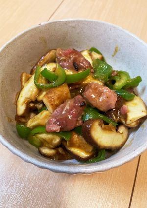 やきとりと椎茸とピーマンのカレー和え-レシピのメイン写真