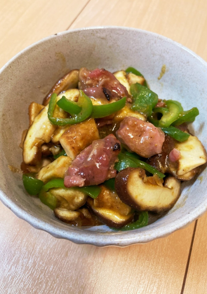 やきとりと椎茸とピーマンのカレー和え-レシピのメイン写真