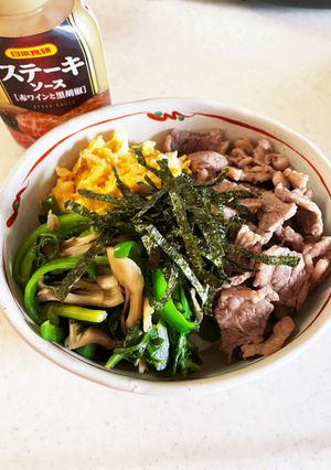 牛カルビ三色丼-レシピのメイン写真