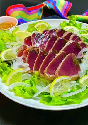 野菜たっぷり鰹のたたき 自家製薬味タレ-レシピのメイン写真