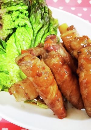 照りっと甘辛ジューシー♪根菜の肉巻き-レシピのメイン写真