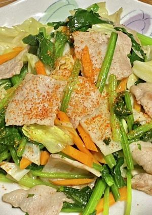ほうれん草と豚バラ肉のごま油炒め-レシピのメイン写真