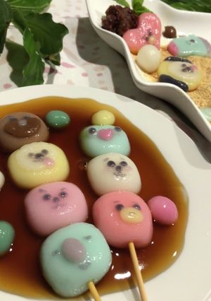 韓国人の妻が作るBT21デコ白玉だんご-レシピのメイン写真