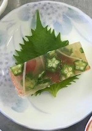 七夕に！おくらとそうめんの寒天寄せ-レシピのメイン写真