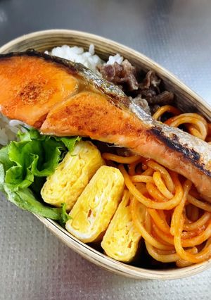 牛鮭弁当-レシピのメイン写真