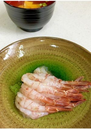 幻のガサエビの刺身と味噌汁 (越前エビ)-レシピのメイン写真