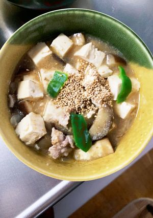 レンジ豚こまさっぱりピリ辛麻婆豆腐茄子-レシピのメイン写真