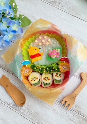 幼稚園児✰プーさん&紫陽花キャラ弁当-レシピのメイン写真