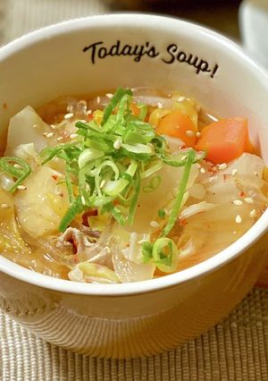 食べる！豚キムチ春雨スープ*+-レシピのメイン写真