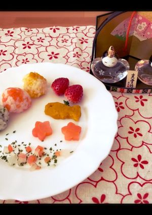 3色団子風離乳食後期ひな祭りプレート♡-レシピのメイン写真