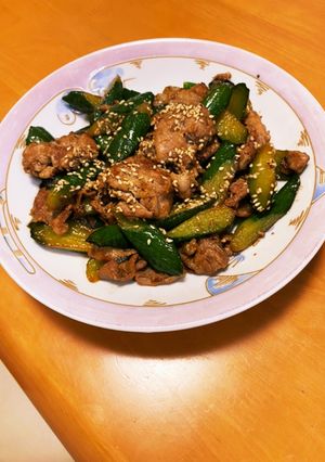 きゅうりと豚こまの簡単炒め-レシピのメイン写真