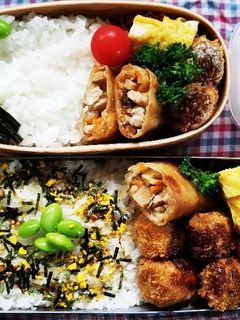 くるくるカツ&春巻弁当(5.21)-レシピのメイン写真