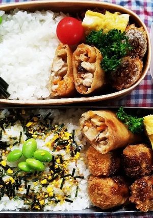 くるくるカツ&春巻弁当(5.21)-レシピのメイン写真