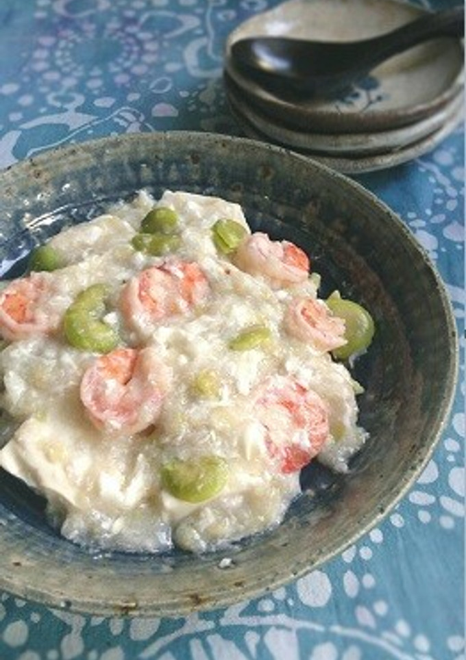 海老と空豆と豆腐のふわとろ葱餡かけ-レシピのメイン写真
