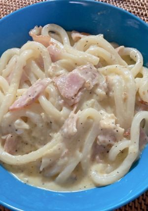 調理時間約10分!うどんdeカルボナーラ-レシピのメイン写真