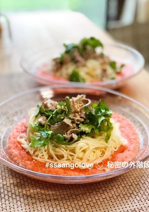 ピンクおろしのさっぱり野菜たっぷり麺-レシピのメイン写真