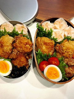 のっけ弁当(中高生男子兄弟弁当)唐揚げ-レシピのメイン写真