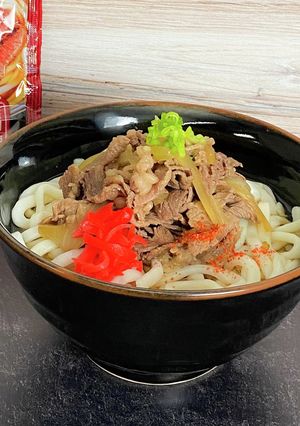肉うどん－紅しょうがトッピング-レシピのメイン写真