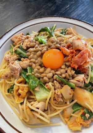 豚キムチ納豆パスタ-レシピのメイン写真
