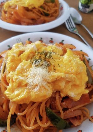 うちのナポリタン〜半熟卵乗せ〜-レシピのメイン写真