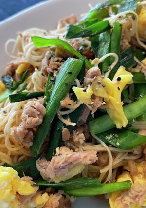 ツナのにら玉そうめんチャンプル-レシピのメイン写真