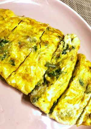 鶏そぼろと水菜入り卵焼き-レシピのメイン写真