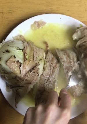白菜と豚バラとチーズのレンジ蒸し-レシピのメイン写真