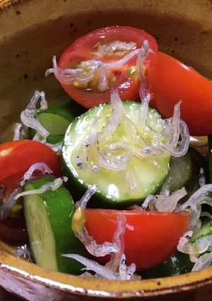 我が家の簡単酢でトマト胡瓜ちりめん酢の物-レシピのメイン写真