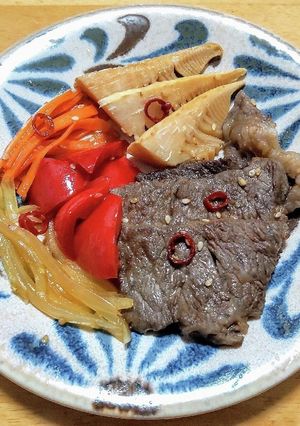 牛肉とたけのこにパプリカの南蛮漬け-レシピのメイン写真