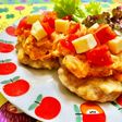 豆腐ハンバーグ鮮やかキムチソース