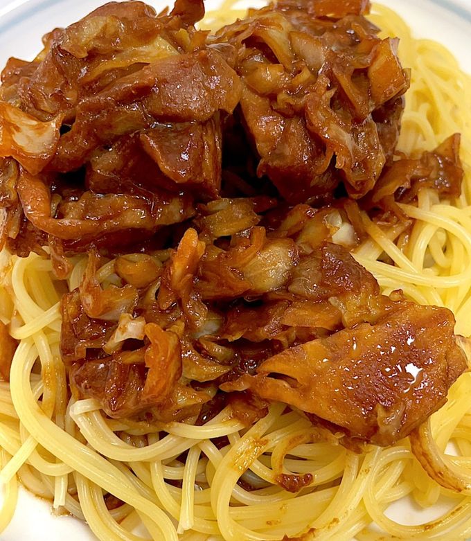 鶏味噌甘辛煮込み乗せパスタ by よっちゃん5050 【クックパッド】 簡単