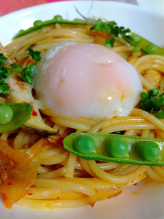 サバ缶・キムチ・エリンギのパスタ-レシピのメイン写真