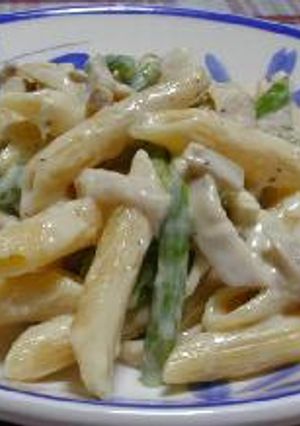 ブルーチーズソースのペンネ・エリンギ＆アスパラ__Penne with Blue Cheese Sauce, with Eringi & Asparagus-レシピのメイン写真