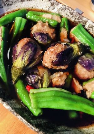 小茄子と夏野菜の肉詰めびたし-レシピのメイン写真