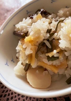 干し貝柱と山菜の炊き込みおこわ(1合)-レシピのメイン写真