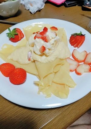 イチゴクレープ♡豆乳カスタードクリーム-レシピのメイン写真