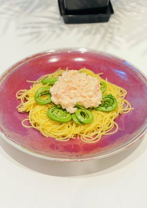 こごみの明太マヨパスタ-レシピのメイン写真