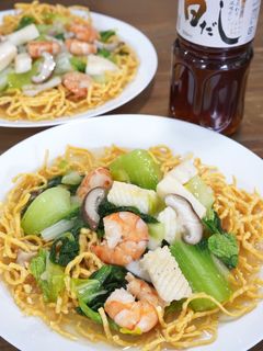 白だし海鮮かた焼きそば-レシピのメイン写真