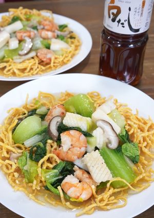 白だし海鮮かた焼きそば-レシピのメイン写真