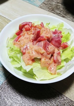 材料3つ!食べるキムトマヨーグルドレ-レシピのメイン写真