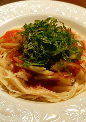 ツナと発酵玉葱の素麺　梅トマトソース-レシピのメイン写真