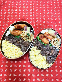 牛肉のしぐれ煮といり卵のせ弁当-レシピのメイン写真