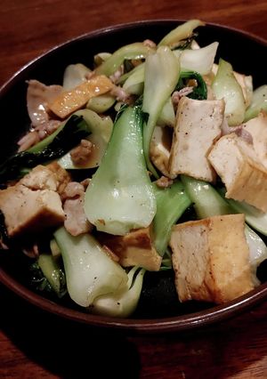 チンゲン菜と厚揚げ炒め、肉入り-レシピのメイン写真