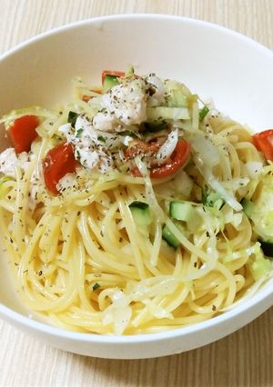 鶏とトマトの冷製パスタ-レシピのメイン写真